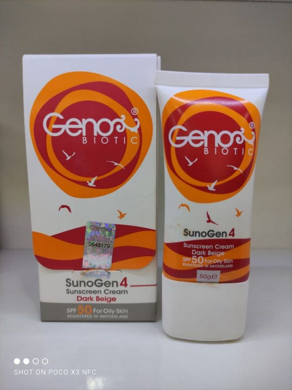کرم ضد آفتاب SPF50 ژنوبایوتیک مناسب پوست چرب و مختلط 50 گرم