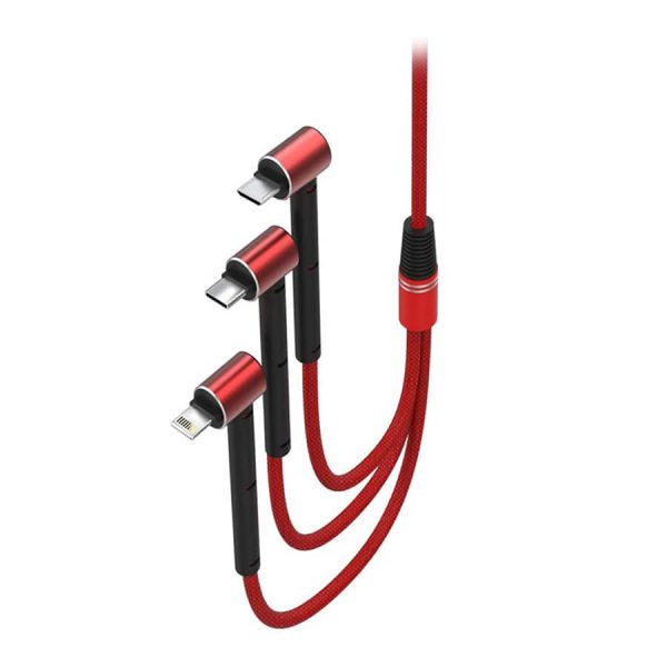 کابل تبدیل USB به MicroUSB/Lightning/USB-C تسکو مدل TC A100 طول 1.2 متر